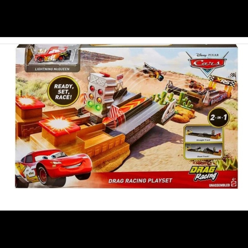 Disney Pixar's Cars XRS Drag Racing Playset with Lightning McQueen Vehicle